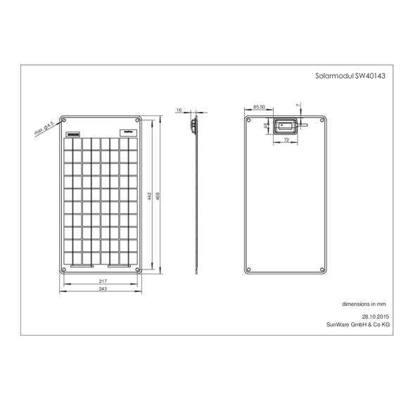 Panneau solaire SW-40143 12V 15 Wp, 7 image