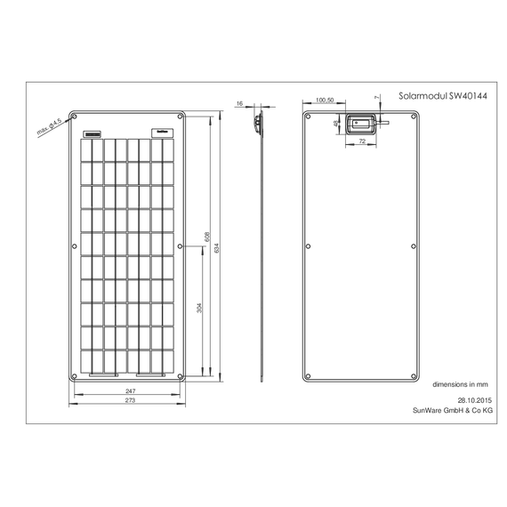 Solar Panel SW-40144 12V 22 Wp, 7 image Solar Panel SW-40144 12V 22 Wp, 7 image