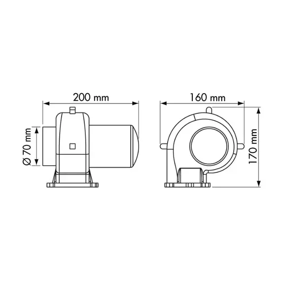 Soufflante électrique 70mm - 150m3/h - 4A - 12V, 2 image Soufflante électrique 70mm - 150m3/h - 4A - 12V, 2 image