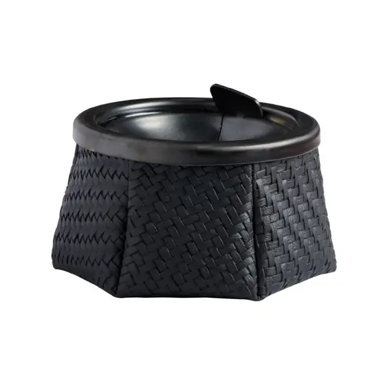 Rattan Windproof Ashtray - Black, Color: Black