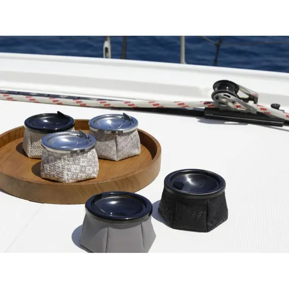 Rattan Windproof Ashtray - Black, Color: Black, 2 image Rattan Windproof Ashtray - Black, Color: Black, 2 image