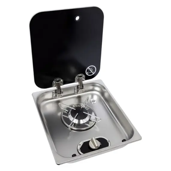 Unité de plaque de cuisson encastrée avec couvercle en verre - 1 brûleur - 352x322mm