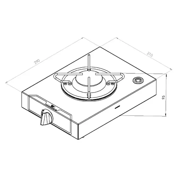 Cuisinière à gaz - 1 brûleur - 210x290x95mm, 2 image Cuisinière à gaz - 1 brûleur - 210x290x95mm, 2 image
