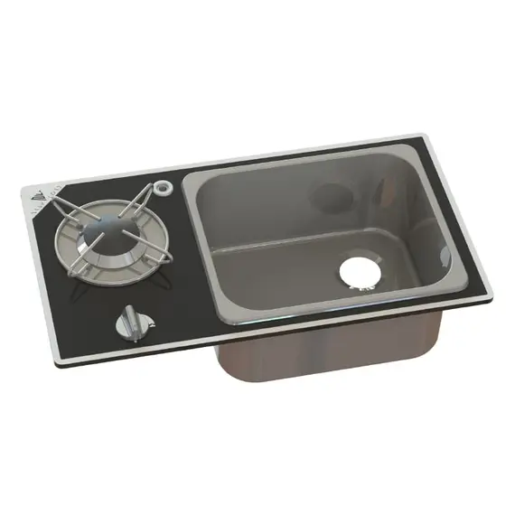 Unité de plaque de cuisson encastrée en verre - 1 brûleur - 550x300mm avec trou pour évier