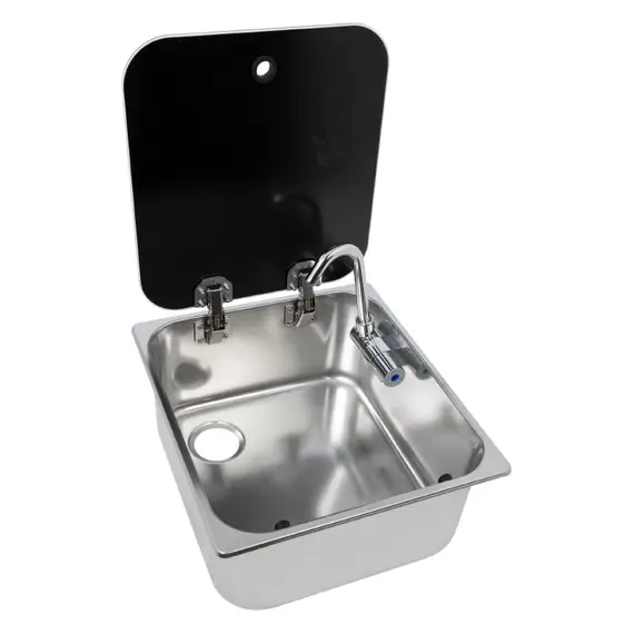 Rectangular Sink - 352×322mm with Glass Cover & Water Tap