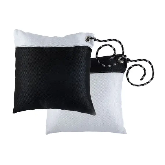 Set of 2 Cushions - Black-white, Color: White and black