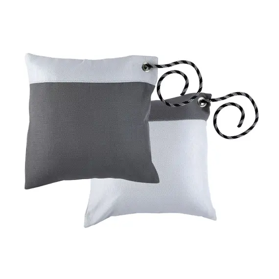 Set of 2 Cushions - Grey-white, Color: White and grey