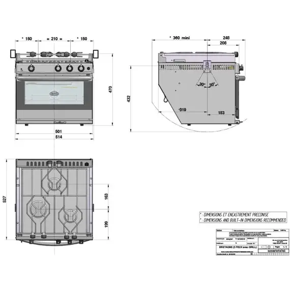 Cuisinière intégrée avec four et gril, 5 image Cuisinière intégrée avec four et gril, 5 image