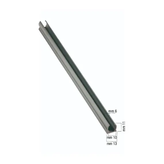Grey V-shaped Aluminum Guide Rail without Fin - 5m