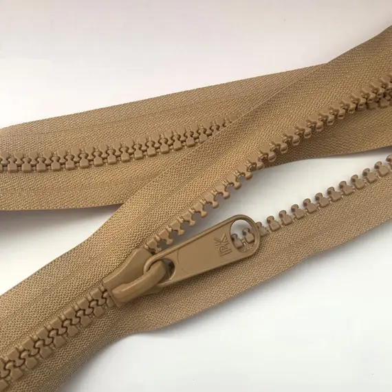 Fermeture Éclair en nylon beige de 10 mm avec curseur en fonte - 3,5 m
