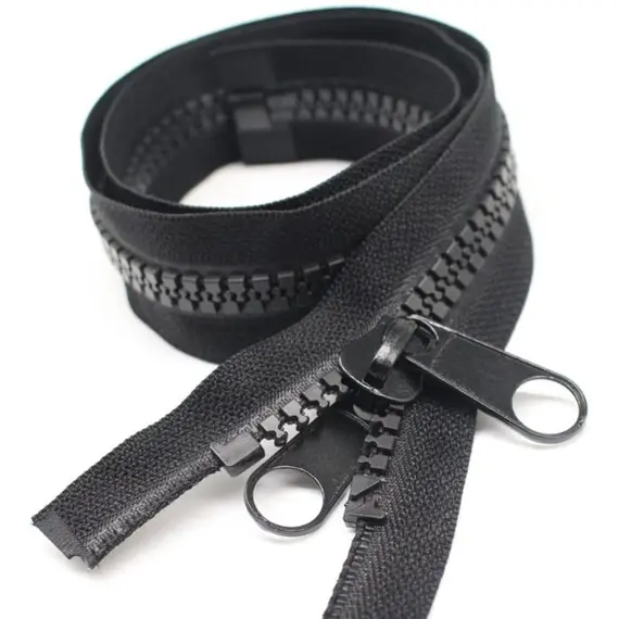 Fermeture Éclair en Nylon Noir de 10 mm avec Curseur en Moulage sous Pression - 3m