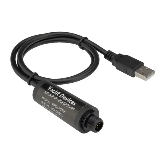 Passerelle USB YDNU-02NM avec connecteur mâle Micro NMEA 2000 et connecteur mâle USB-A