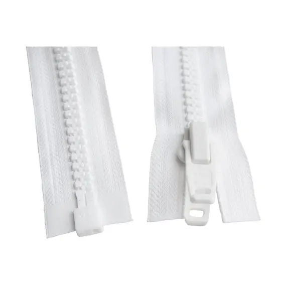 Fermeture Éclair YKK en nylon blanc de 10 mm avec curseur en plastique - 1,2 m