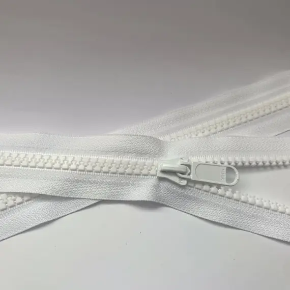 White Nylon 8mm YKK Zipper with Plastic Slider - 0.6m