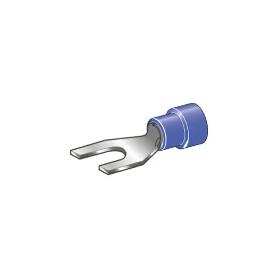 Blue insulated fork terminals - 6.3mm