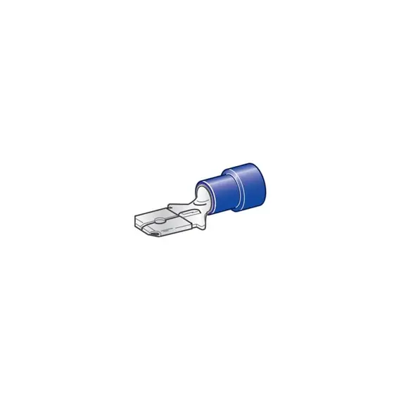 Bornes isolées à lamelles mâles bleues - 6,3 mm
