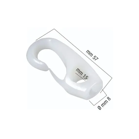Crochet élastique en nylon pour cordon de 8 mm - Blanc