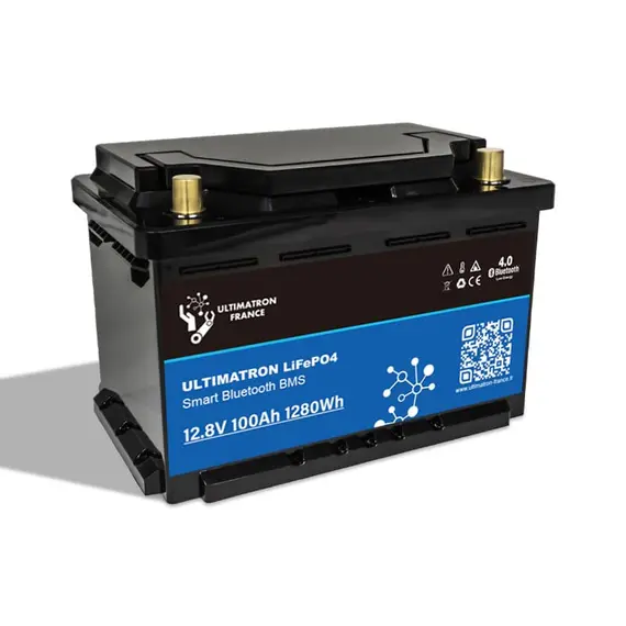 Batterie lithium Ultimatron LiFePO4 LN3 12,8V 100Ah avec Bluetooth et BMS intelligent intégré