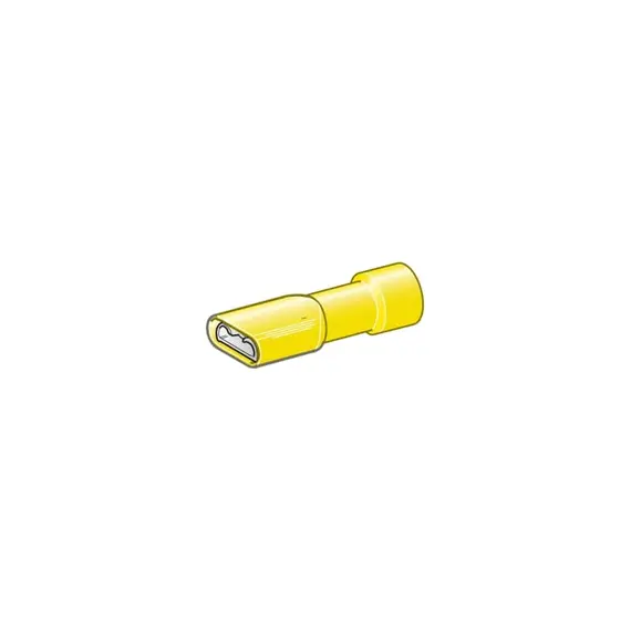 Bornes isolées à lamelles totales femelles jaunes - 6,3 mm