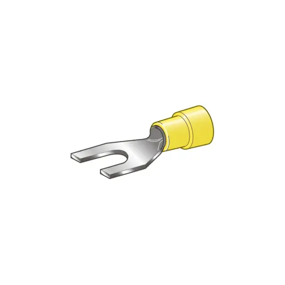 Bornes à fourche isolées jaunes - 6,3 mm