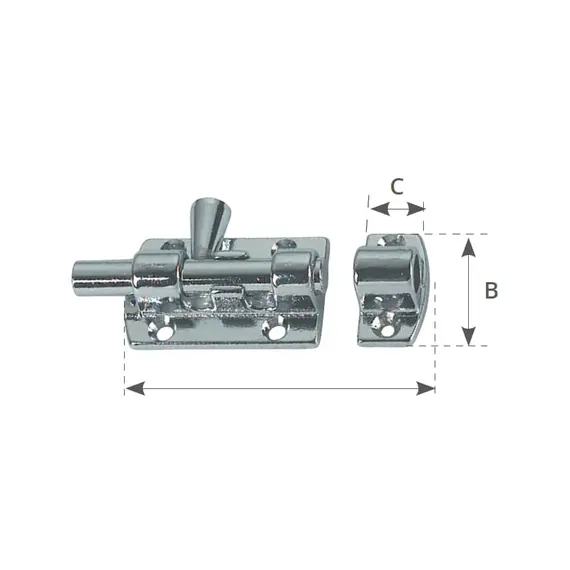 Boulon de porte en laiton chromé - 90x30mm, Longueur, mm: 90, 2 image Boulon de porte en laiton chromé - 90x30mm, Longueur, mm: 90, 2 image