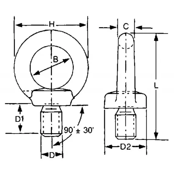 Eye Bolt M16 - diameter 35mm, Thread: M16, 2 image Eye Bolt M16 - diameter 35mm, Thread: M16, 2 image