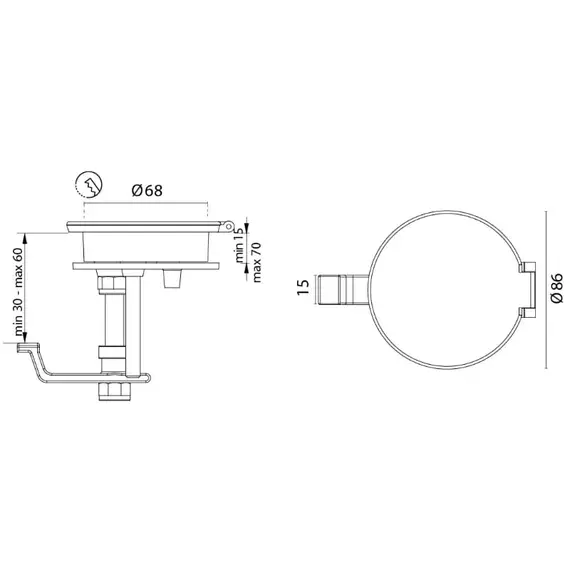Flush Hatch Lock without Key - diameter 68mm, Model: Without key, 2 image Flush Hatch Lock without Key - diameter 68mm, Model: Without key, 2 image