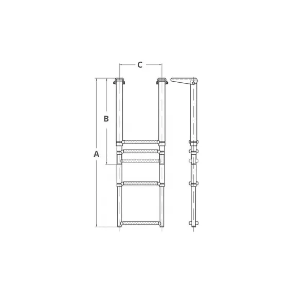 Échelle télescopique en acier inoxydable - 4 marches, 3 image Échelle télescopique en acier inoxydable - 4 marches, 3 image
