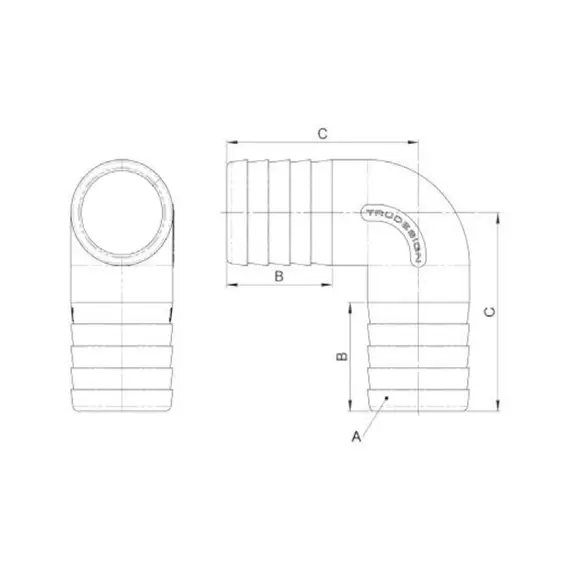 Double Fitting 90° - 19mm, For hose diameter, mm: 19, 2 image Double Fitting 90° - 19mm, For hose diameter, mm: 19, 2 image