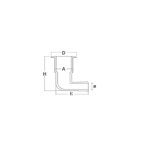 Nylon 90° Drain Socket - Ø25mm, For hose diameter, mm: 25, 2 image Nylon 90° Drain Socket - Ø25mm, For hose diameter, mm: 25, 2 image