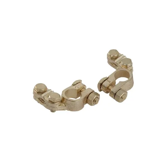 Double Clamp Brass Battery Terminal - Pair