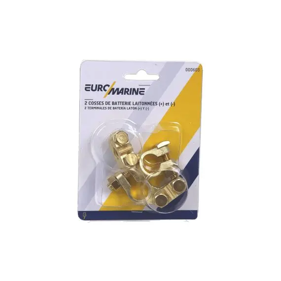 Double Clamp Brass Battery Terminals - Pair