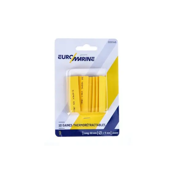 Gaine thermorétractable Ø09mm - Jaune - Lot de 10