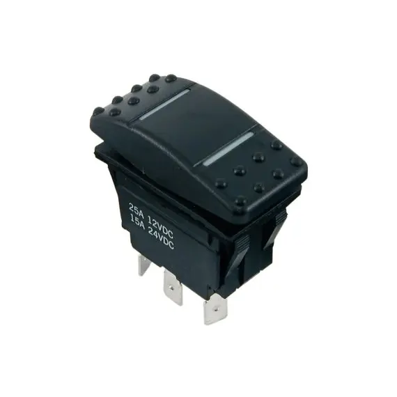 Interrupteur à bascule étanche illuminé - 3 positions - 25A/12V