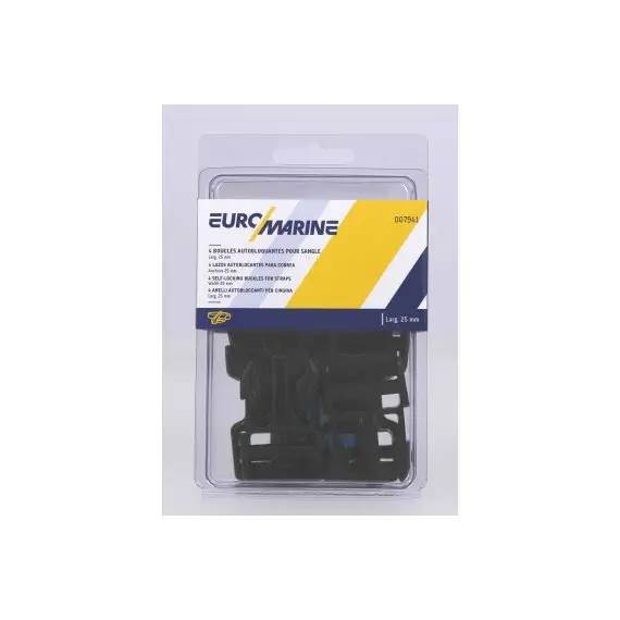 Self-Locking Buckles - 25mm, Black Nylon - Set of 4