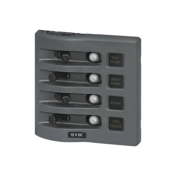 Panneau Weatherdeck IP67 - 4 interrupteurs, gris