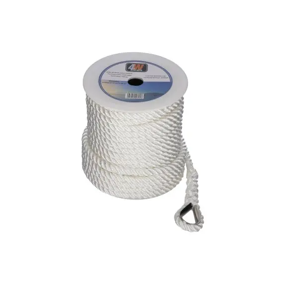 White Polyester Mooring Rope - 14mm - 50m